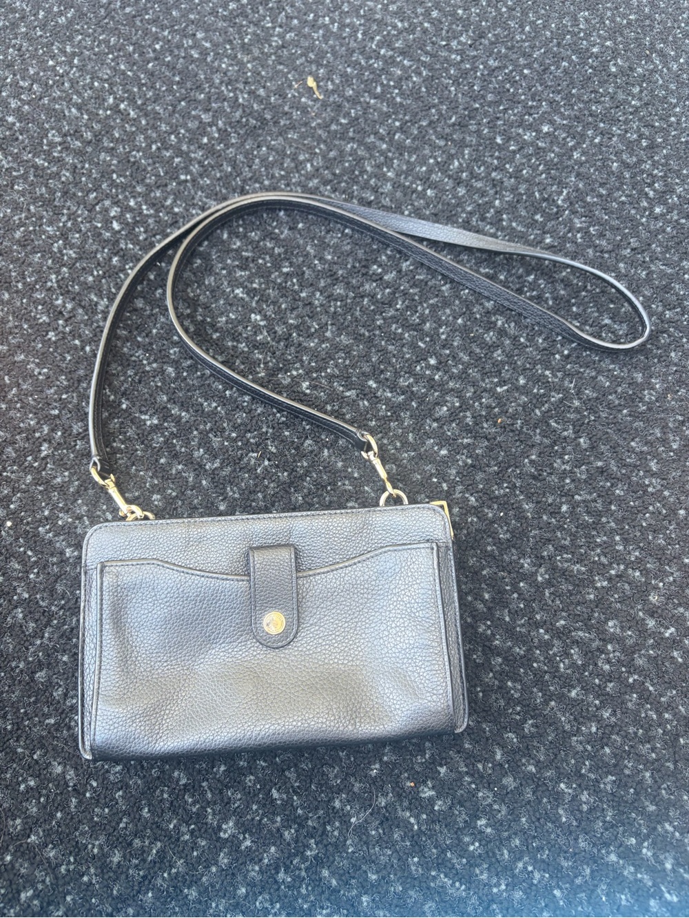 Coach Black Pebbled Leather Crossbody Wallet